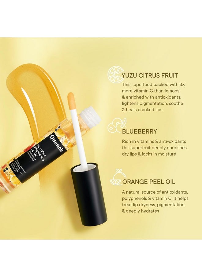 Quench Brightening Korean Lip Oil With Yuzu Vitamin C (Transparent) | Reduces Lip Pigmentation & Lightens Dark Lips | Non-Sticky, Non-Greasy Lip Balm | Made In Korea (5Ml)