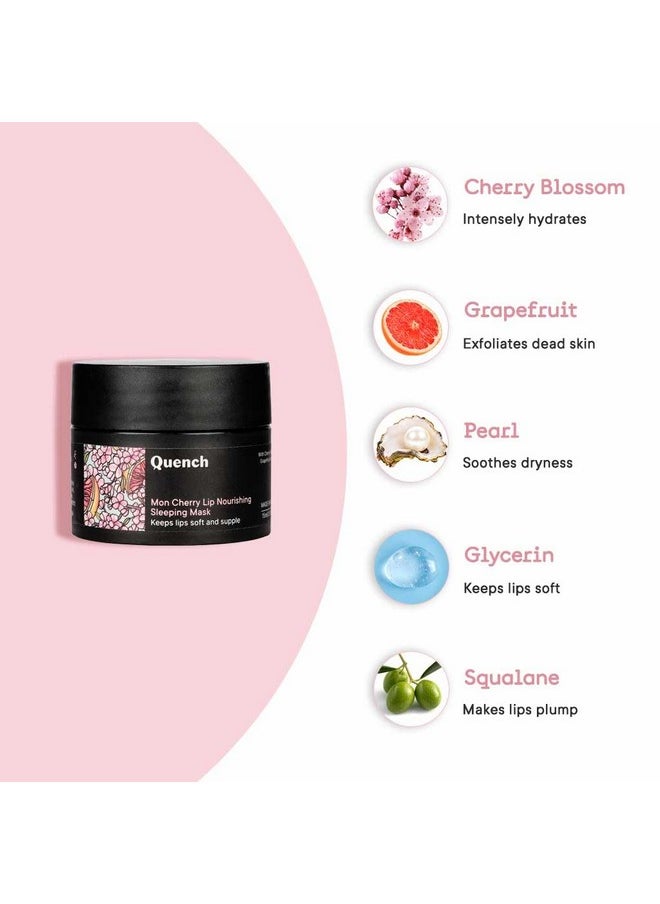 Quench Nourishing Korean Lip Balm With Squalane & Cherry Blossom | Sleeping Mask To Hydrate & Repair Dry, Chapped Lips | Boosts Collagen & Instantly Plumps Lips | Made In Korea (15Ml)