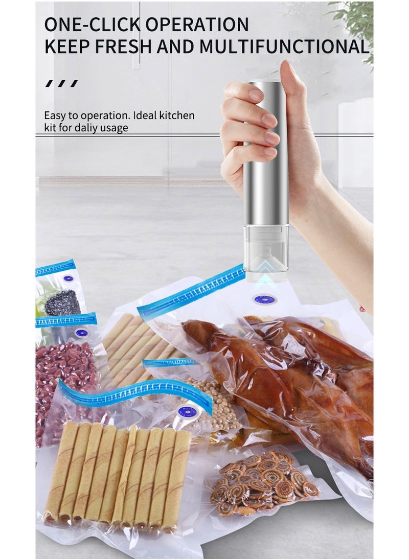 Multi-Functional Handheld Vacuum Sealer for Storage Bags and Mason Jars, 60KPA Strong Suction, Low Noise 49dB, Compact Food Vacuum Sealer with LED Display, Type-C Fast Charging, Preserves Freshness and Prevents Oxidation