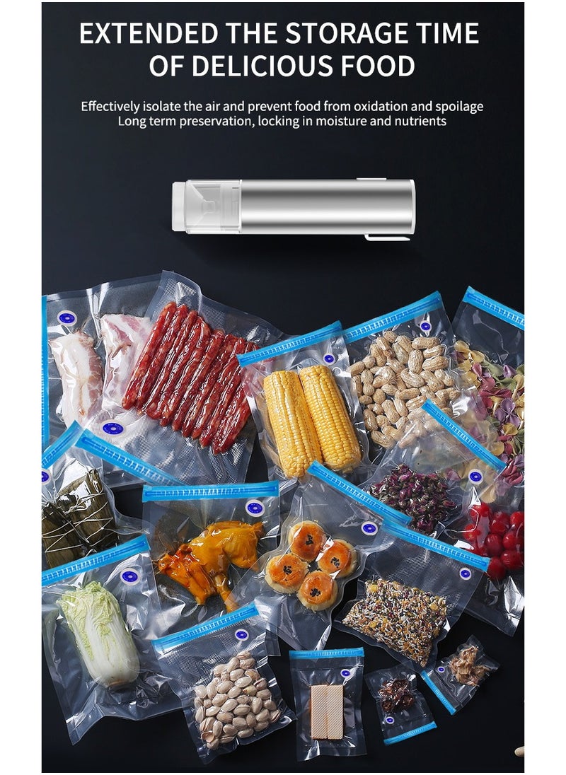 Multi-Functional Handheld Vacuum Sealer for Storage Bags and Mason Jars, 60KPA Strong Suction, Low Noise 49dB, Compact Food Vacuum Sealer with LED Display, Type-C Fast Charging, Preserves Freshness and Prevents Oxidation