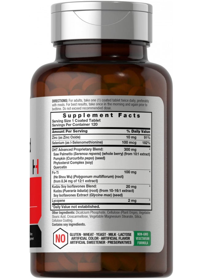 Horbäach   Dht Advanced Hair Formula | 120 Tablets | Non Gmo and Gluten Free Hair Formula Blend With Saw Palmetto, Kudzu, and Fo Ti