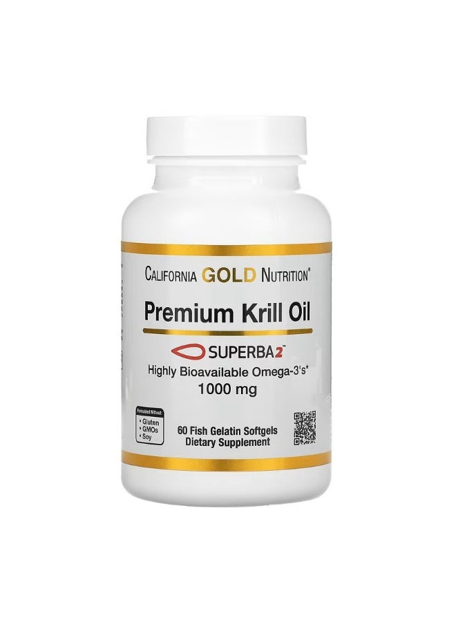 Premium Krill Oil with Superba2 1000 mg 60 Fish Gelatin Softgels