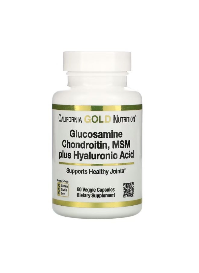 Glucosamine Chondroitin MSM plus Hyaluronic Acid 60 Veggie Capsules