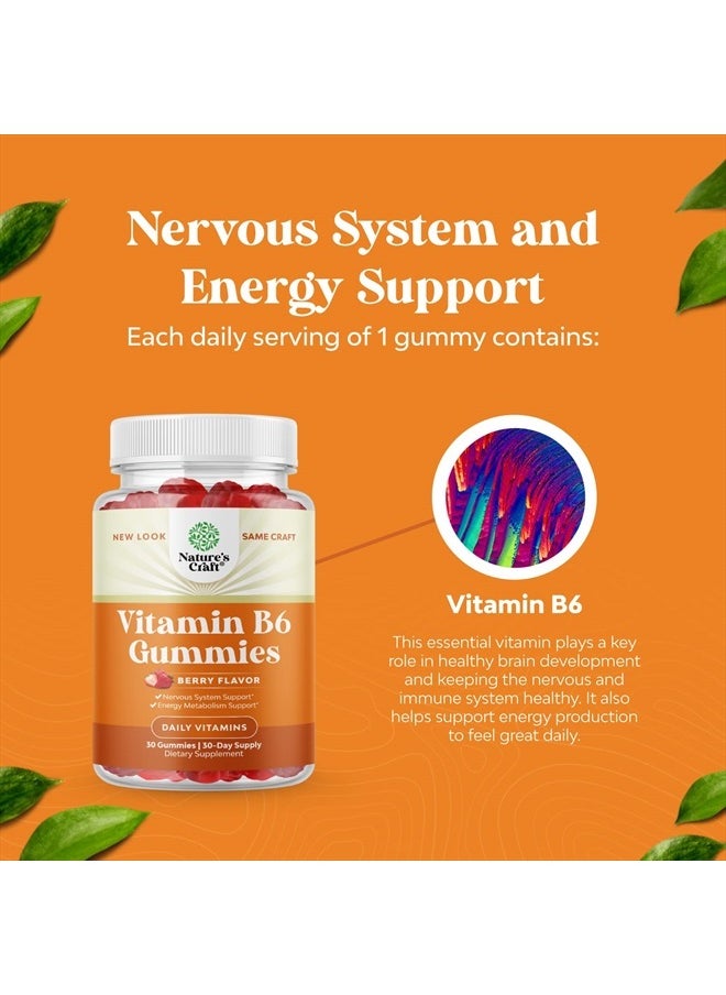 Potent Vitamin B6 Gummies for Adults - Vitamin B6 50mg Per Serving Gummy Vitamins for Women and Men for Immune Nerve and Mood Support - Vegan Kosher B6 Vitamins Gummies for Women and Men - 30 count