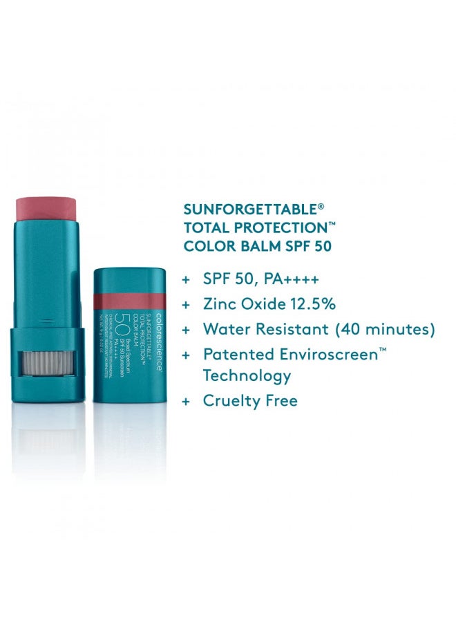 Colorescience Sunforgettable Total Protection Color Balm SPF 50, Mineral, Broad Spectrum, Buildable Lip & Cheek Color, Berry, 1 ct.