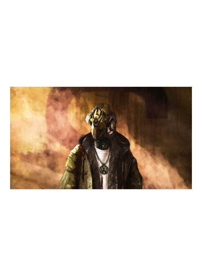 Tech Assassin Themed Canvas Print With Frame Yellow/Brown/Green 100x56x3.5cm