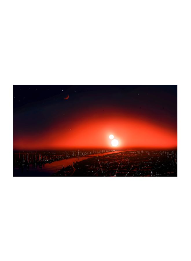 Nighteon City Themed Canvas Print With Frame Red/Black/White 100x56x3.5cm