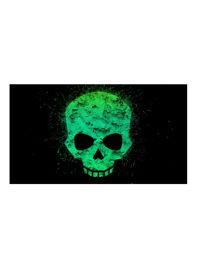 Skull Themed Canvas Print With Frame Black/Green 100x56x3.5cm