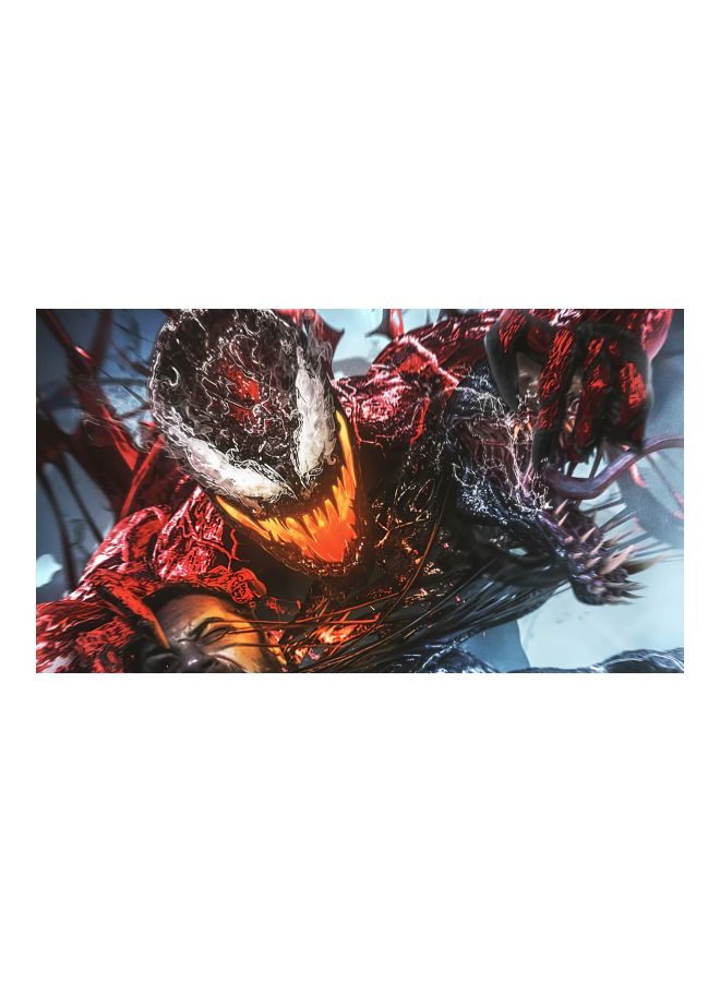 Venom Fight Themed Canvas Print With Frame Red/Black/Yellow 100x56x3.5cm