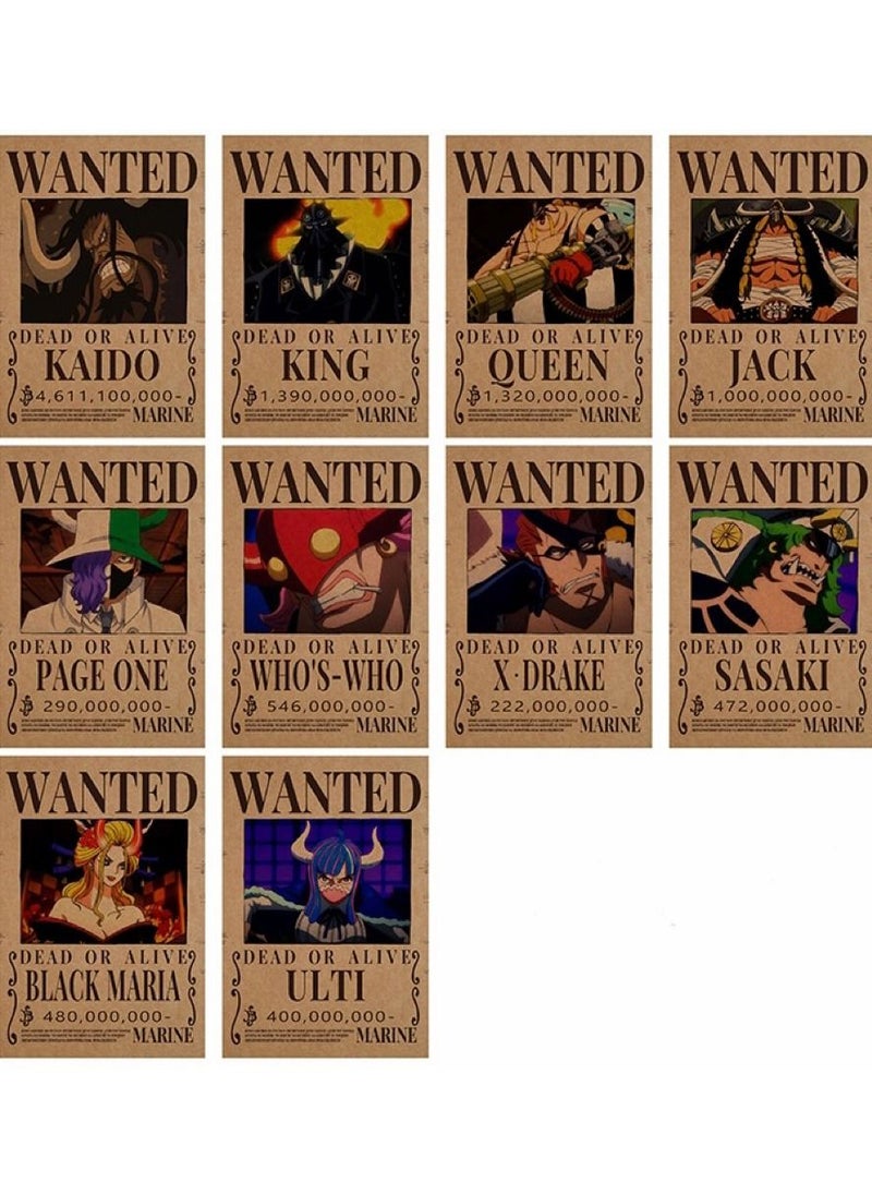 One Piece Wanted Reward Order Kraft paper Lufei Poster Dormitory Wallpaper