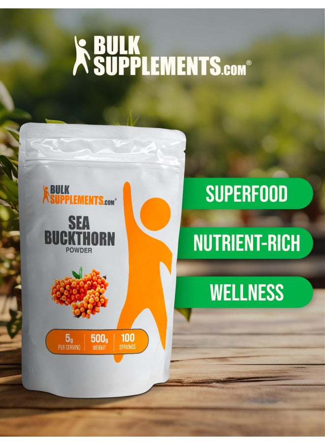 BULKSUPPLEMENTS.COM Sea Buckthorn Powder - Omega 7 Supplement, Superfood Powder - 5g of Sea Buckthorn Berry Powder per Serving, Fruit Powder (500 Grams - 1.1 lbs)