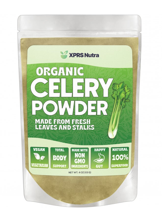 XPRS Nutra Organic Celery Powder - Celery Organic Fresh Powder Antioxidant - Premium Celery Powder Organic - Vegan Friendly Celery Fresh Powder (4 Ounce)