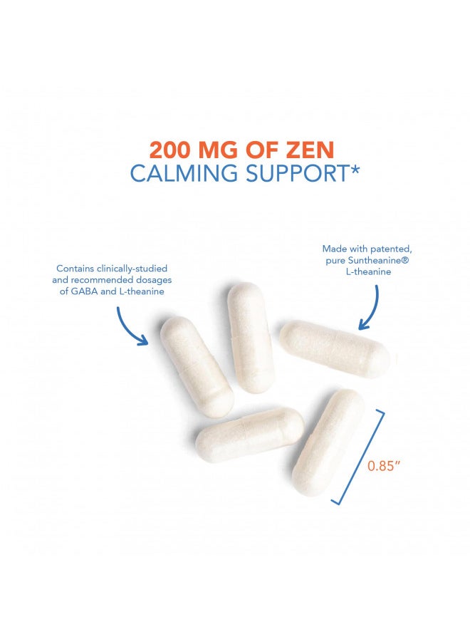 Allergy Research Group 200mg of Zen Supplement - GABA, L-Theanine, Calmness Support, Day or Night, Hypoallergenic, Vegetarian Capsules - 120 Count