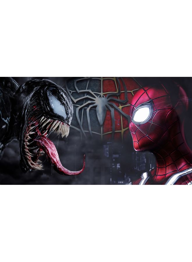 Spiderman And Venom Framed Canvas Wall Art Painting Multicolour 100x56x3.5cm