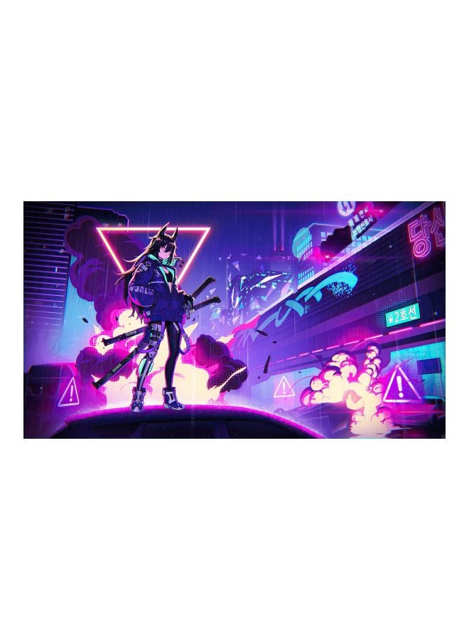 Katana Anime  Printed Wall Art With Frame Blue/Pink 100x56x3.5cm