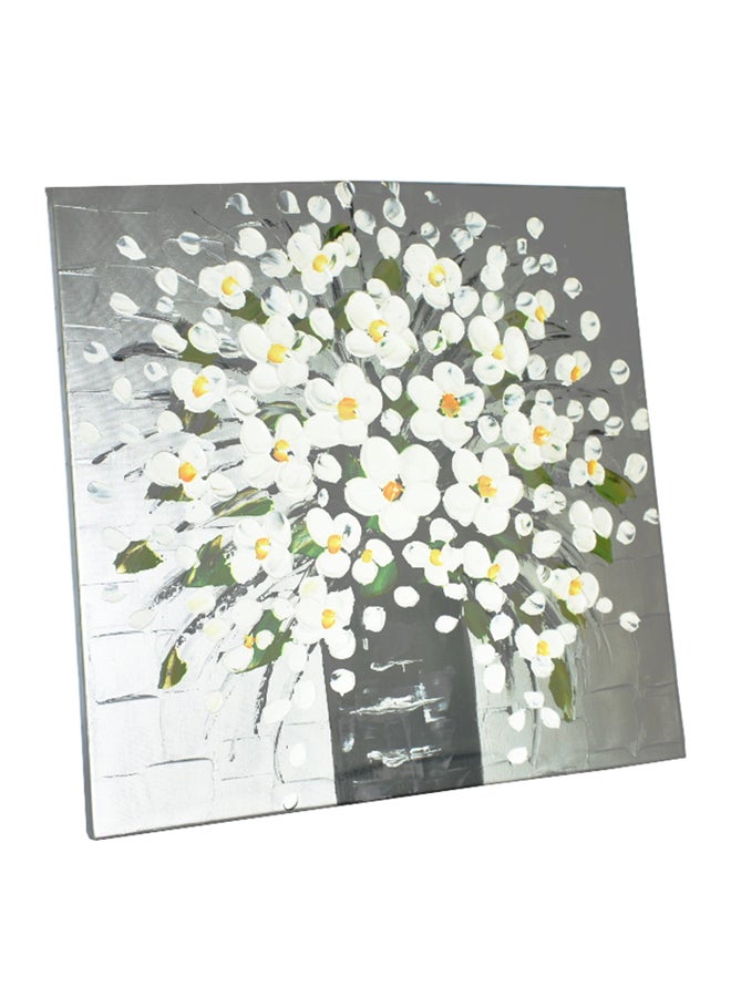 Hand Painted Wall Frame White/Silver 50cm