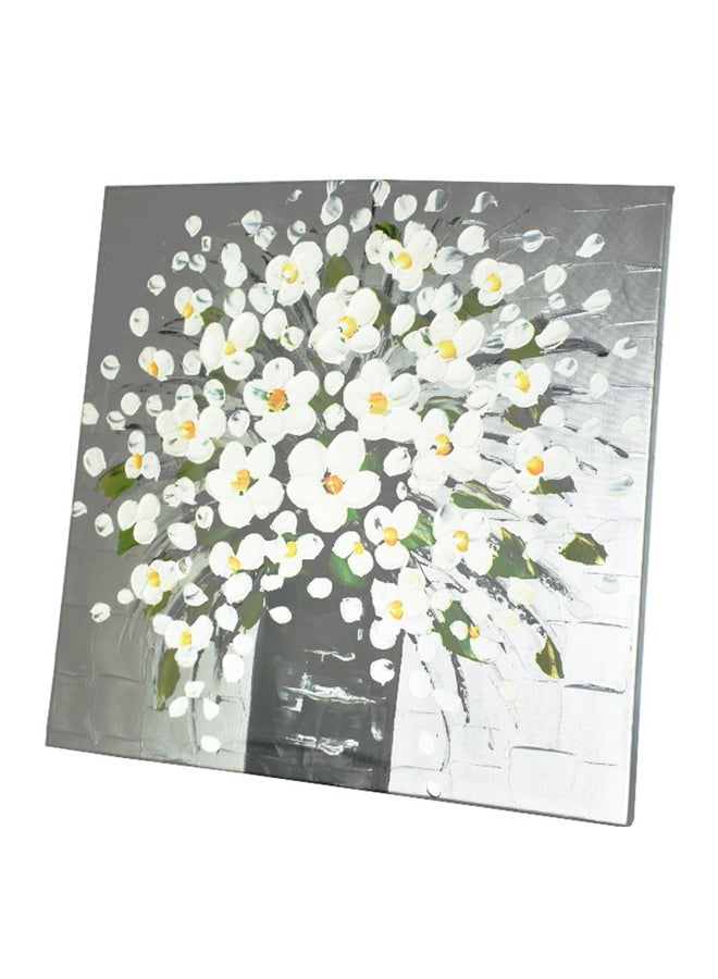 Hand Painted Wall Frame White/Silver 50cm