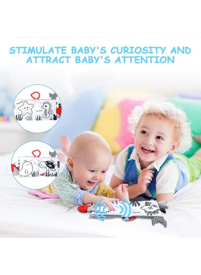 Soft Cloth Baby Books, Baby Books 0-6 Months, 3D Black And White High Contrast Soft Cloth Book, Washable Non-Toxic Early Baby Book