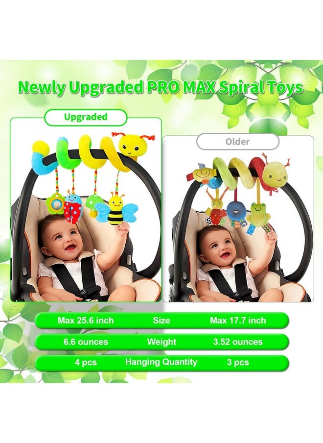 Car Seat Toys For Babies 0-6 Months Upgraded Version Spiral Car Seat & Stroller Activity Toy, Soft Plush Hanging Toys With Rattles, Best Gift For Ages 0 And Up