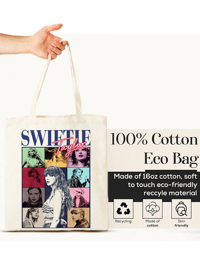 Canvas Bag for 1989 Album Polychromatic, Canvas Tote Bag Aesthetic for Women, Singer Tote Bag for Taylor Swift Fans, Gift Bag Music Lover Albums Tour Casual Shopping,Large Capacity for Canvas Bag