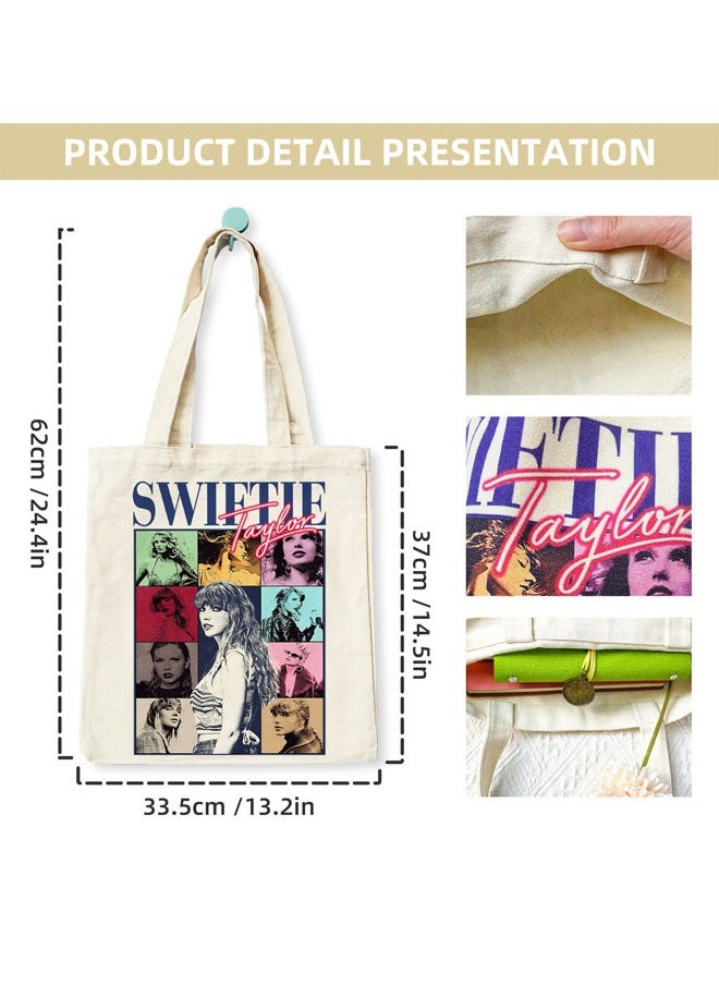 Canvas Bag for 1989 Album Polychromatic, Canvas Tote Bag Aesthetic for Women, Singer Tote Bag for Taylor Swift Fans, Gift Bag Music Lover Albums Tour Casual Shopping,Large Capacity for Canvas Bag