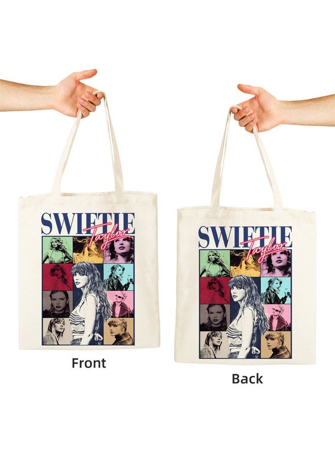 Canvas Bag for 1989 Album Polychromatic, Canvas Tote Bag Aesthetic for Women, Singer Tote Bag for Taylor Swift Fans, Gift Bag Music Lover Albums Tour Casual Shopping,Large Capacity for Canvas Bag