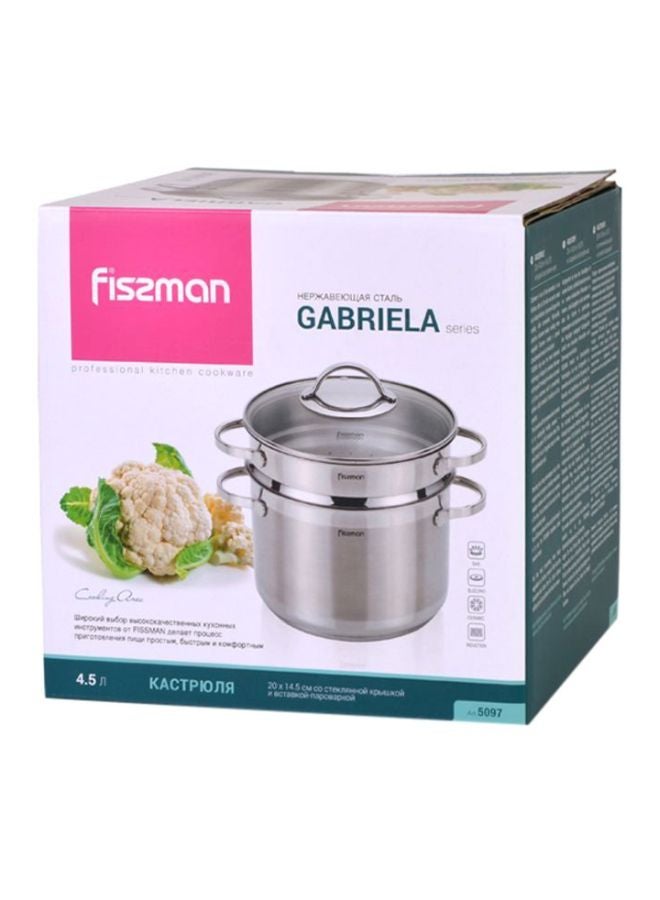 Stainless Steel Gabriela Casserole With Lid And Steamer Insert Silver