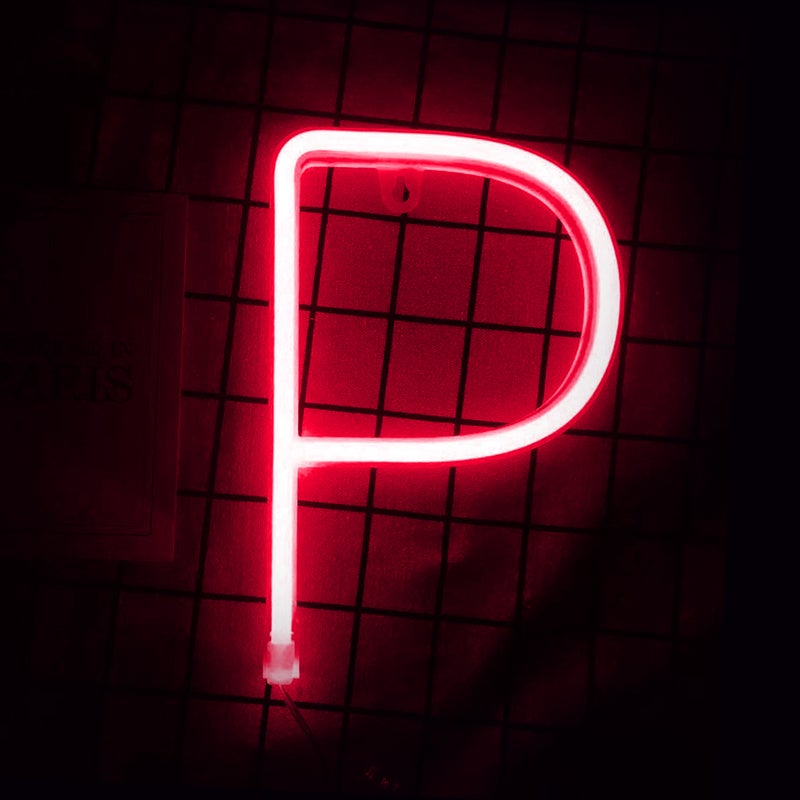 LED Neon Flex Letter P Light Red 18.5x30cm