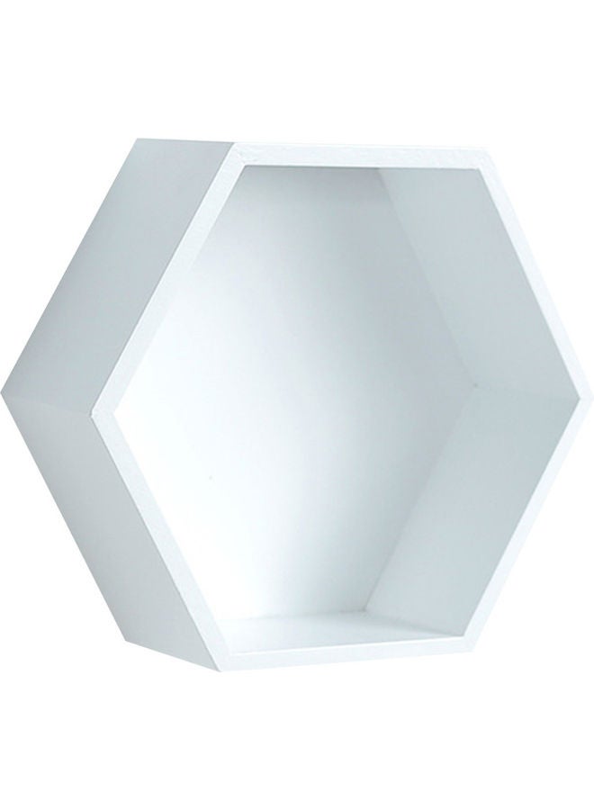 Decorative Wall Mount Hexagonal Frame Shelf White