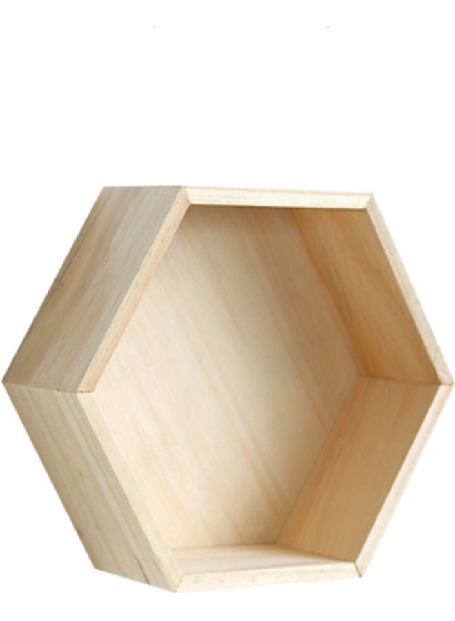 Decorative Wall Mount Hexagonal Frame Shelf Beige