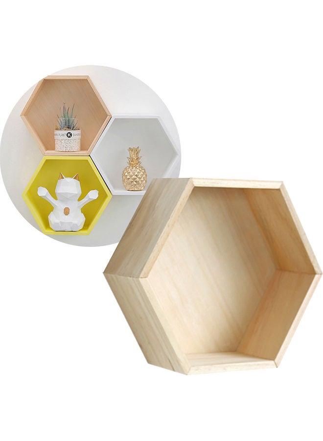 Decorative Wall Mount Hexagonal Frame Shelf Beige