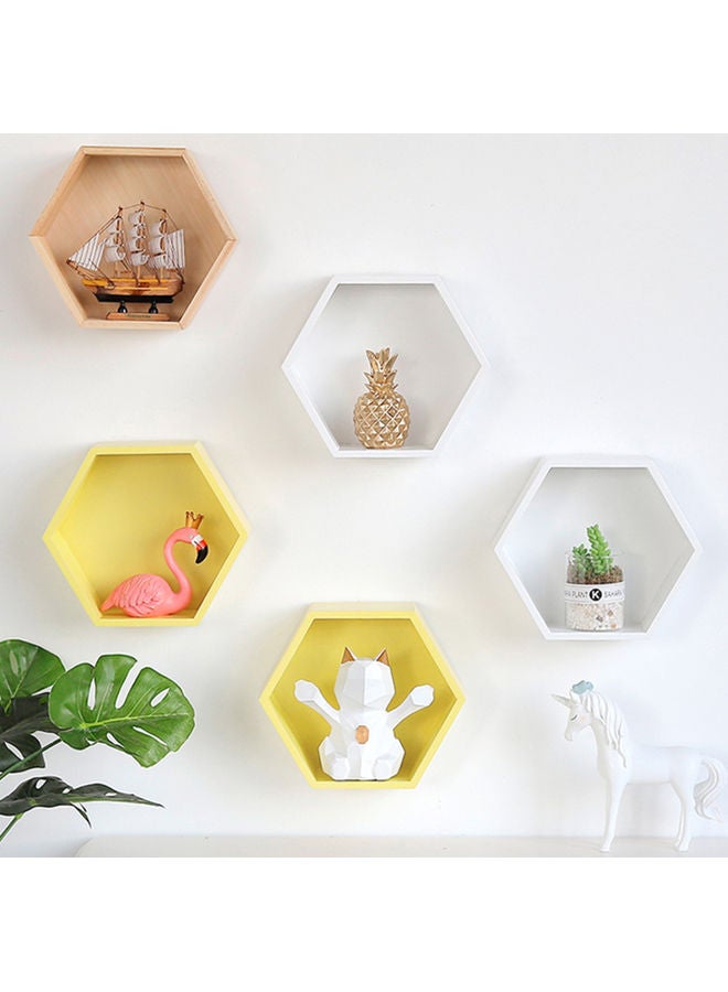 Decorative Wall Mount Hexagonal Frame Shelf Beige