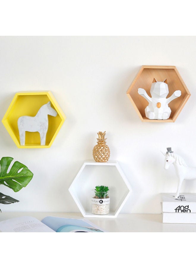 Decorative Wall Mount Hexagonal Frame Shelf Beige