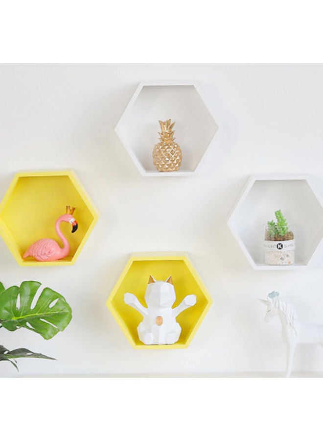 Decorative Wall Mount Hexagonal Frame Shelf Beige