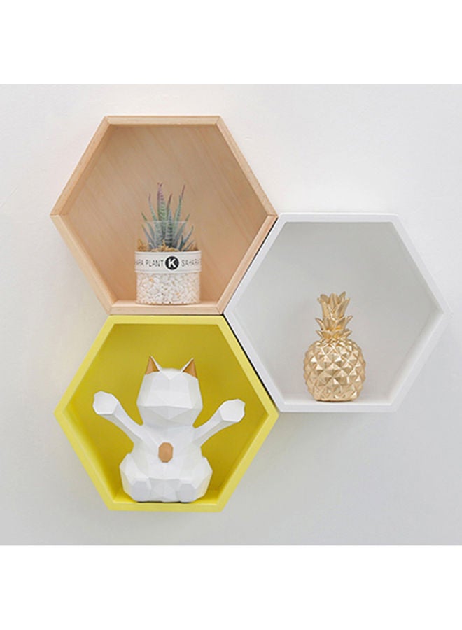 Decorative Wall Mount Hexagonal Frame Shelf Beige