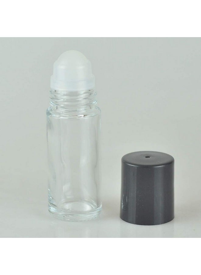 4 Pcs 30Ml Deodorant Glass Roller Bottles With Plastic Roller Ball Black Cap Leak-Proof Massage Roll On Bottles Containers