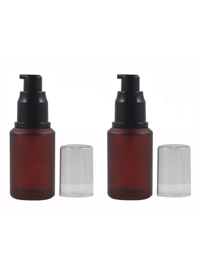 2 Pcs 60Ml(2 Oz) Upscale Empty Urefillable Wine Red Glass Pump Press Lotion Bottle Cosmetic Make Up Oil Cream Emulsion Jar Bottle Storage Containers