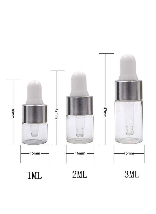 50Pcs Clear Glass Dropper Bottles Mini Essential Oil Vials With Glass Eye Dropper Empty Cosmetic Lotion Sample Bottles Refillable Diy Cosmetic Container Liquid Perfume (2Ml)