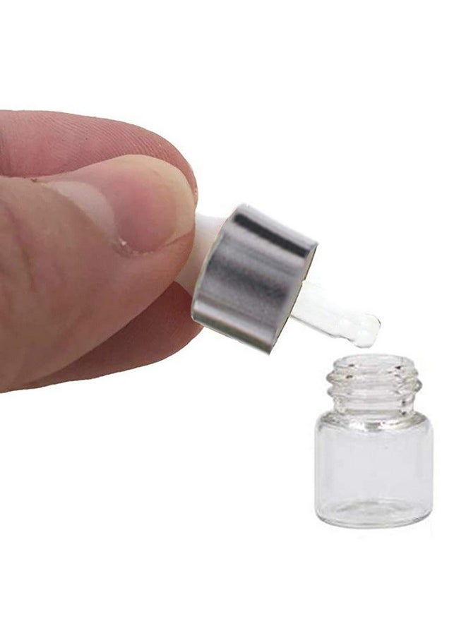 50Pcs Clear Glass Dropper Bottles Mini Essential Oil Vials With Glass Eye Dropper Empty Cosmetic Lotion Sample Bottles Refillable Diy Cosmetic Container Liquid Perfume (2Ml)