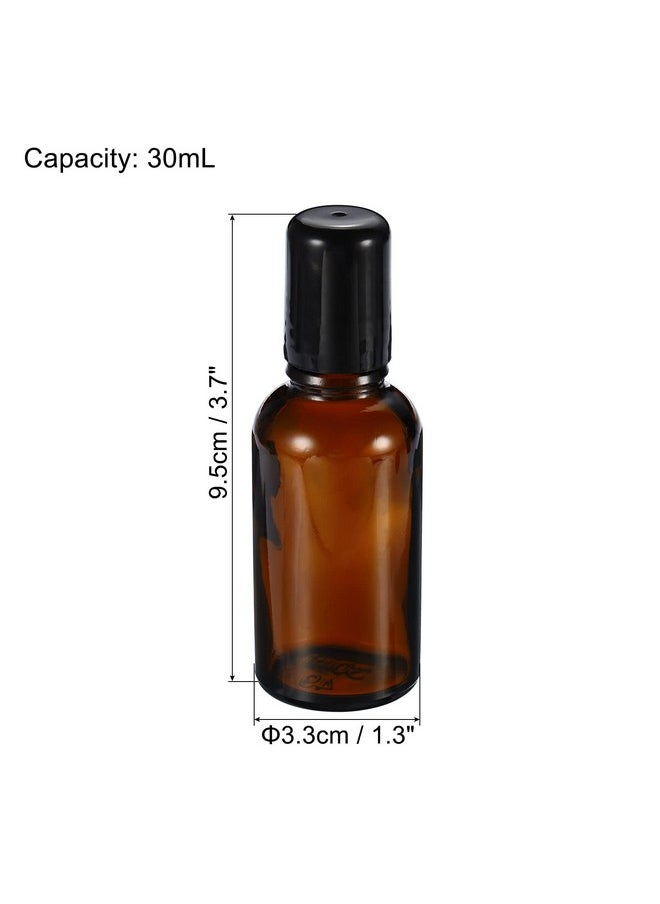 30Ml Roller Bottles, 3 Pack Amber Glass Essential Oil Roller Ball Black Caps Refillable Sample Containers, Brown