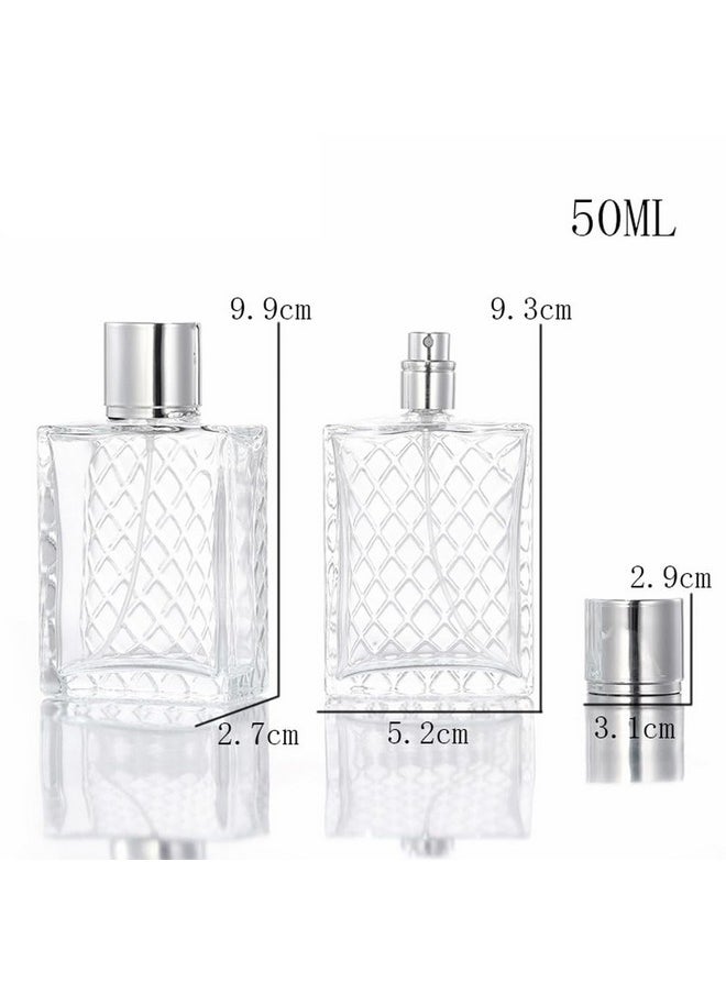 4 Pcs 50Ml/1.7Oz Glass Perfume Bottle Empty Fine Mist Atomizer Refillable Travel Perfume Spray Bottles Essential Oil Fragrance Dispenser Bottle Container