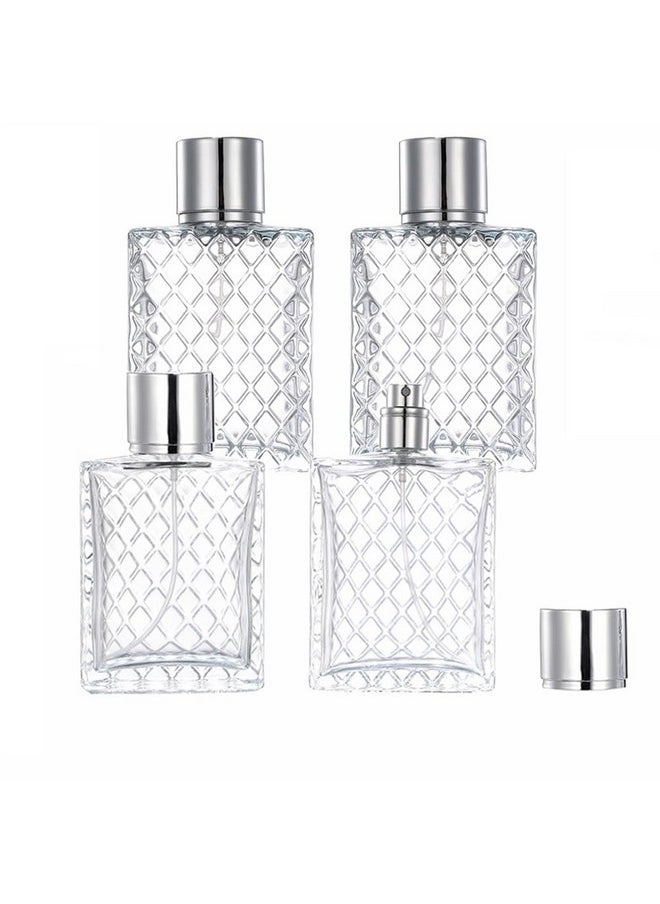 4 Pcs 50Ml/1.7Oz Glass Perfume Bottle Empty Fine Mist Atomizer Refillable Travel Perfume Spray Bottles Essential Oil Fragrance Dispenser Bottle Container