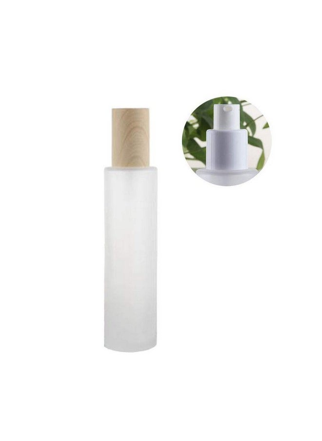 1Pcs 120Ml 4Oz Empty Frosted Glass Lotion Bottle With White Pump Head Conditioner Storage Holder Portable Refillable Cosmetic Container Jar For Travel