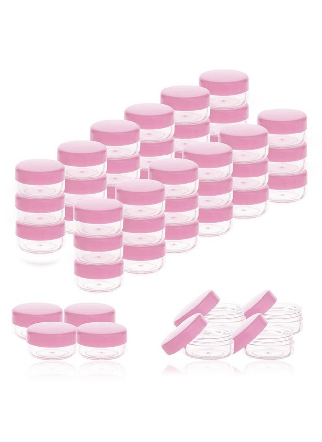 5 Gram Sample Containers With Lids, Mini Makeup Containers, Empty Plastic Travel Cosmetic Containers With Labels(100 Count, Pink Lid)