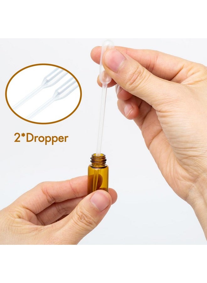 3Ml Roller Bottles 24Pack Amber Thick Glass Essential Oil Roller Bottles Stainless Steel Roller Ball With 2 Droppers