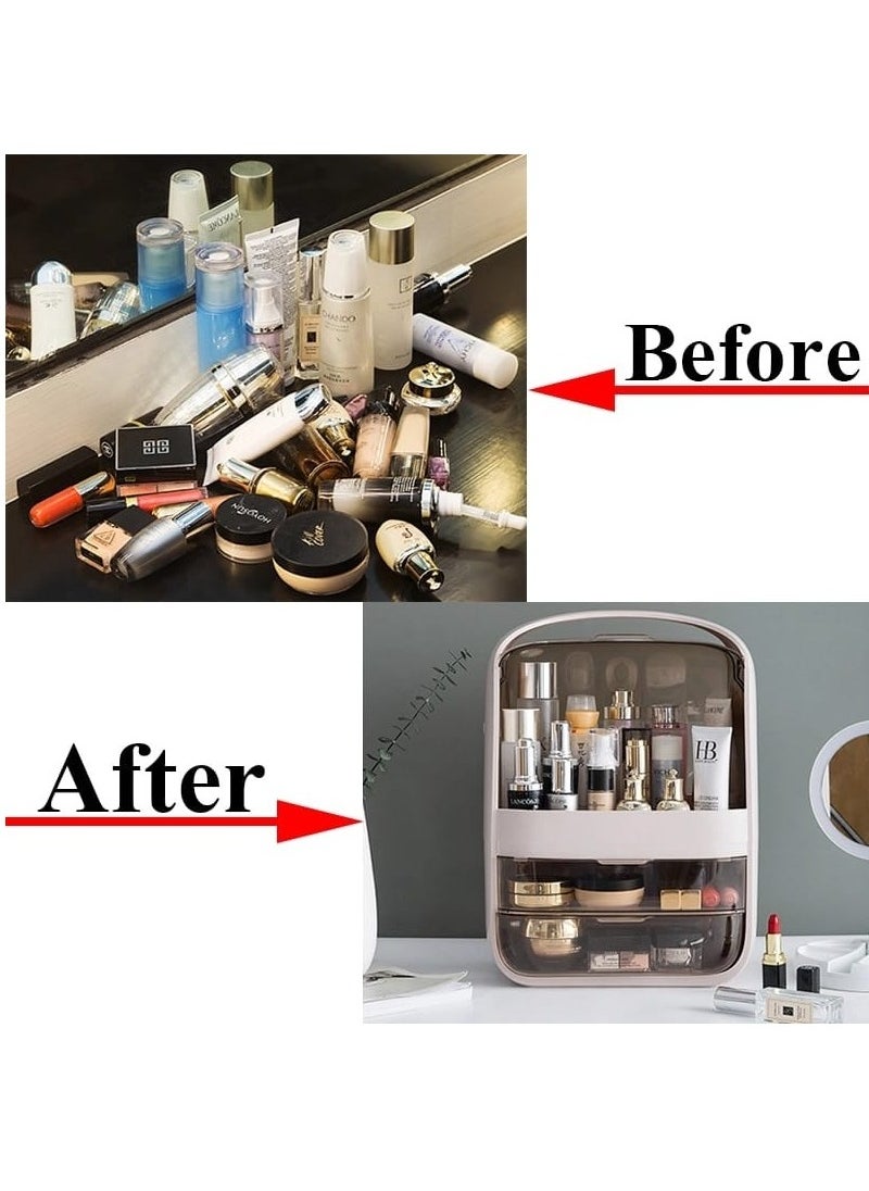 Fashion Big Capacity Waterproof Dustproof Bathroom Desktop Beauty Makeup Organizer Skin Care Cosmetic Storage Box