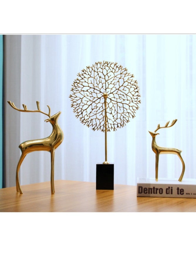 Set of 2 Golden Deer Sculptures Elegant Modern Decorative Figurines for Home, Living Room, or Office Décor - Minimalist Reindeer Design with Tall Legs and Antlers