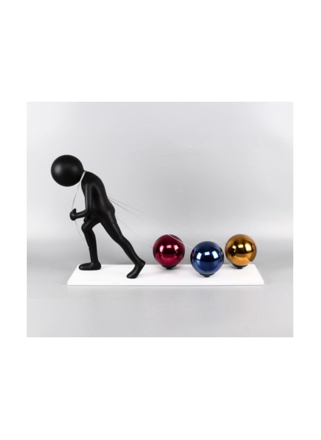 Modern Abstract Pulling Sculpture with Metallic Spheres – Decorative Art Resin Figurine for Home or Office Desk Décor