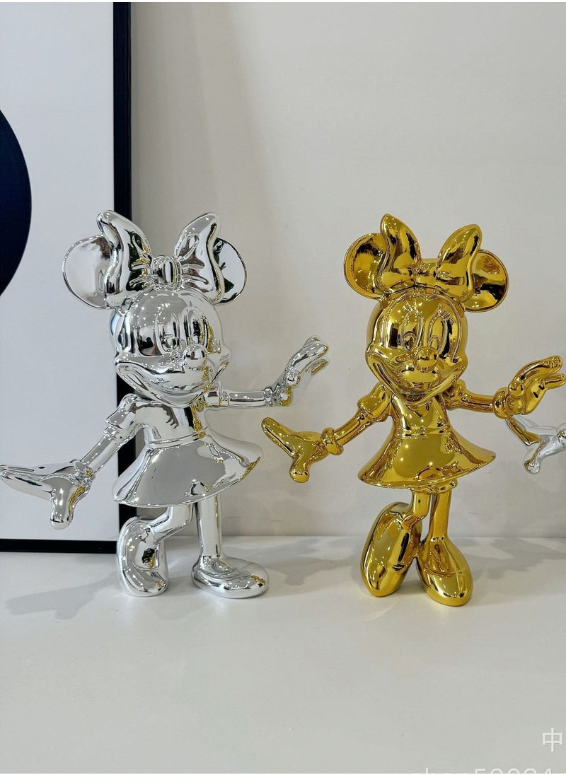 Creative Light Luxury Mickey & Minnie Mouse Doll Decorations - Trendy Cartoon Ornaments for Living Room, Children's Room, and Storefront Displays