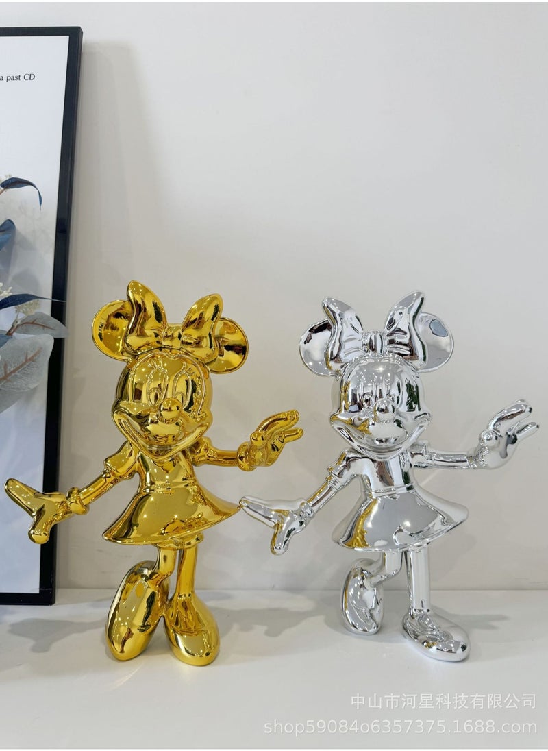 Creative Light Luxury Mickey & Minnie Mouse Doll Decorations - Trendy Cartoon Ornaments for Living Room, Children's Room, and Storefront Displays